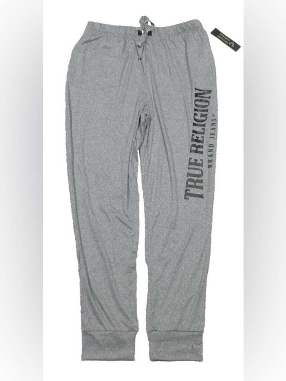 True Religion Heather Gray Jogger Pants with Navy Logo